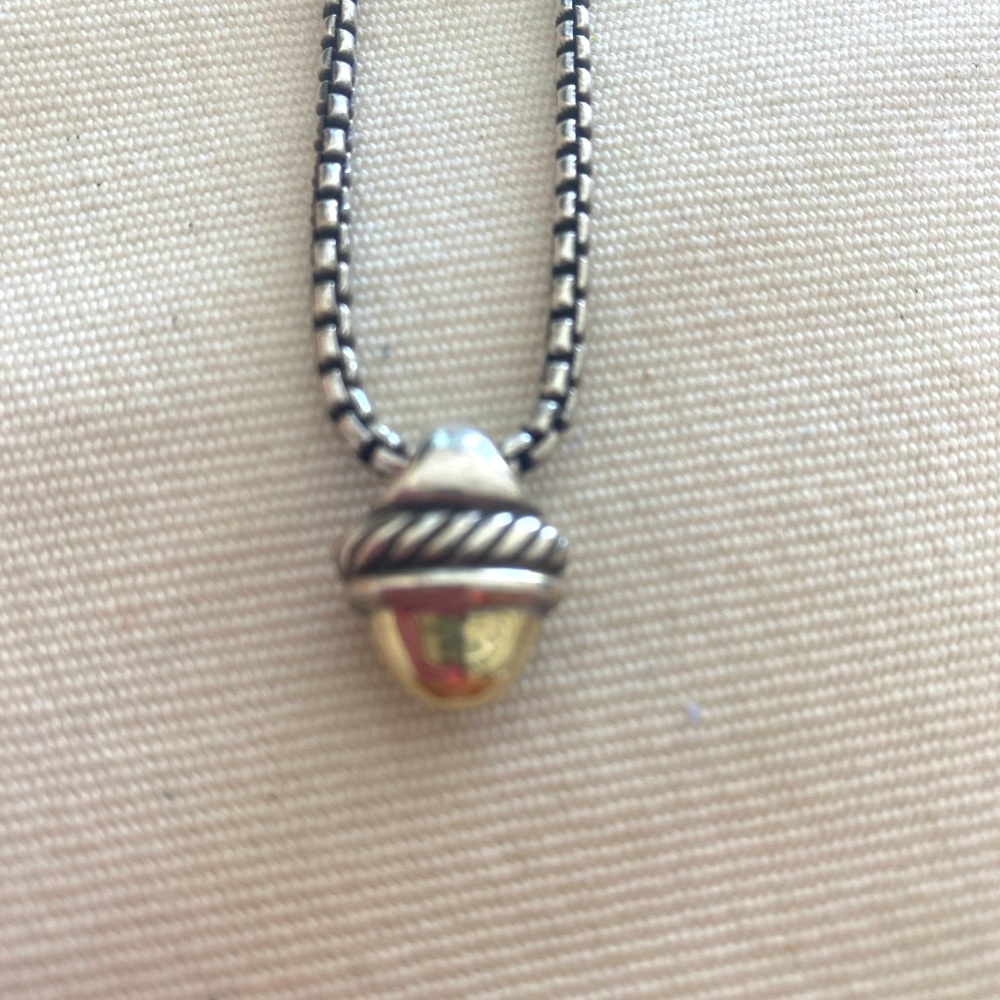 David Yurman 14K Gold & Sterling Silver Acorn silver chain Necklace - 16"